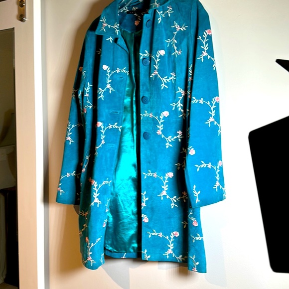 Suede embroidered duster 3/4 jacket - Picture 2 of 6
